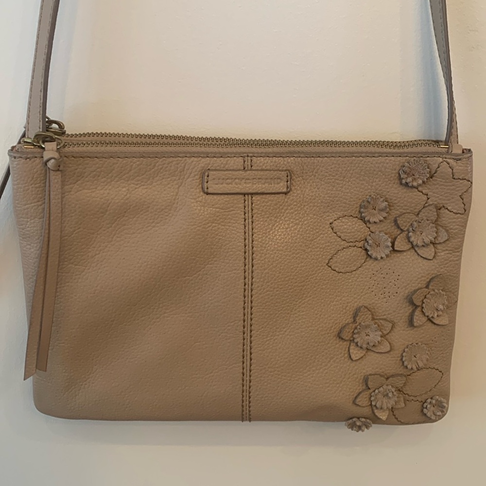 Lucky Brand light tan genuine leather crossbody bag